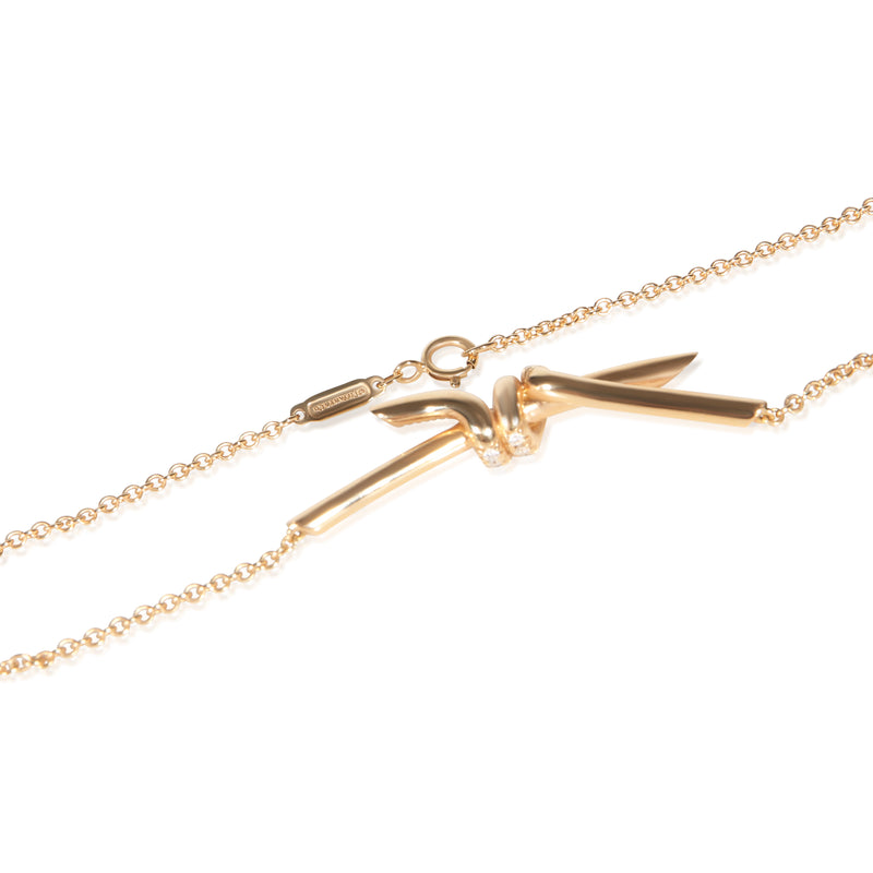 Tiffany & Co. Rose Gold Diamond Knot Necklace 18k