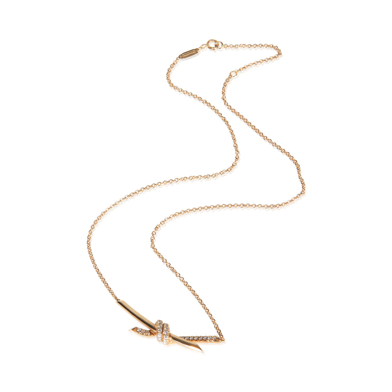 Tiffany & Co. Rose Gold Diamond Knot Necklace 18k