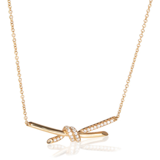 Tiffany & Co. Rose Gold Diamond Knot Necklace 18k