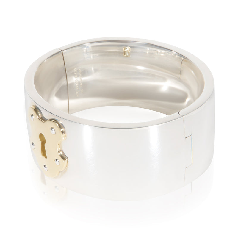 Tiffany & Co. Yellow Gold Sterling Silver Wide Lock Bracelet 18k