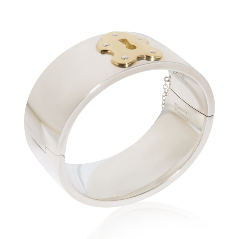 Tiffany & Co. Yellow Gold Sterling Silver Wide Lock Bracelet 18k