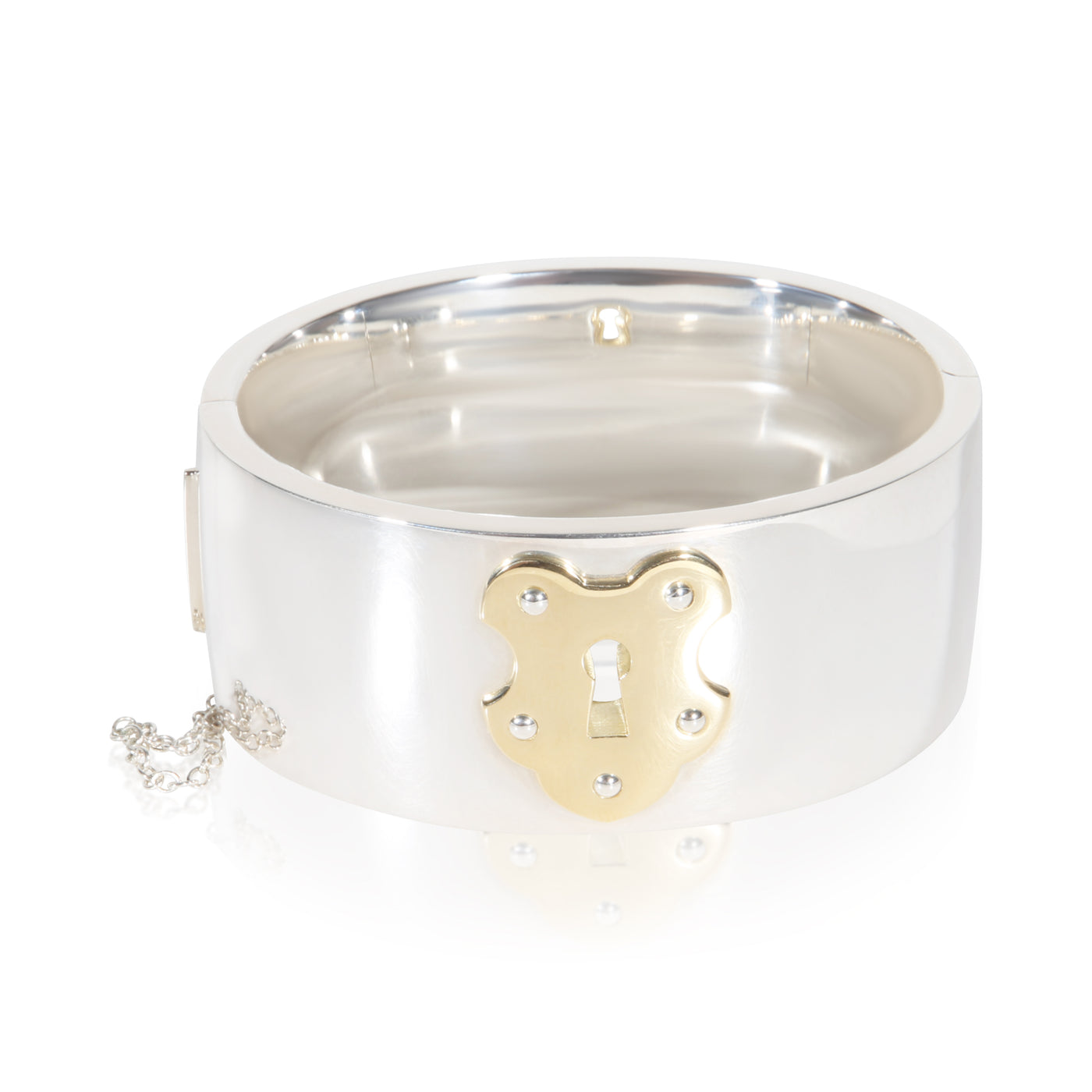 Tiffany & Co. Yellow Gold Sterling Silver Wide Lock Bracelet 18k