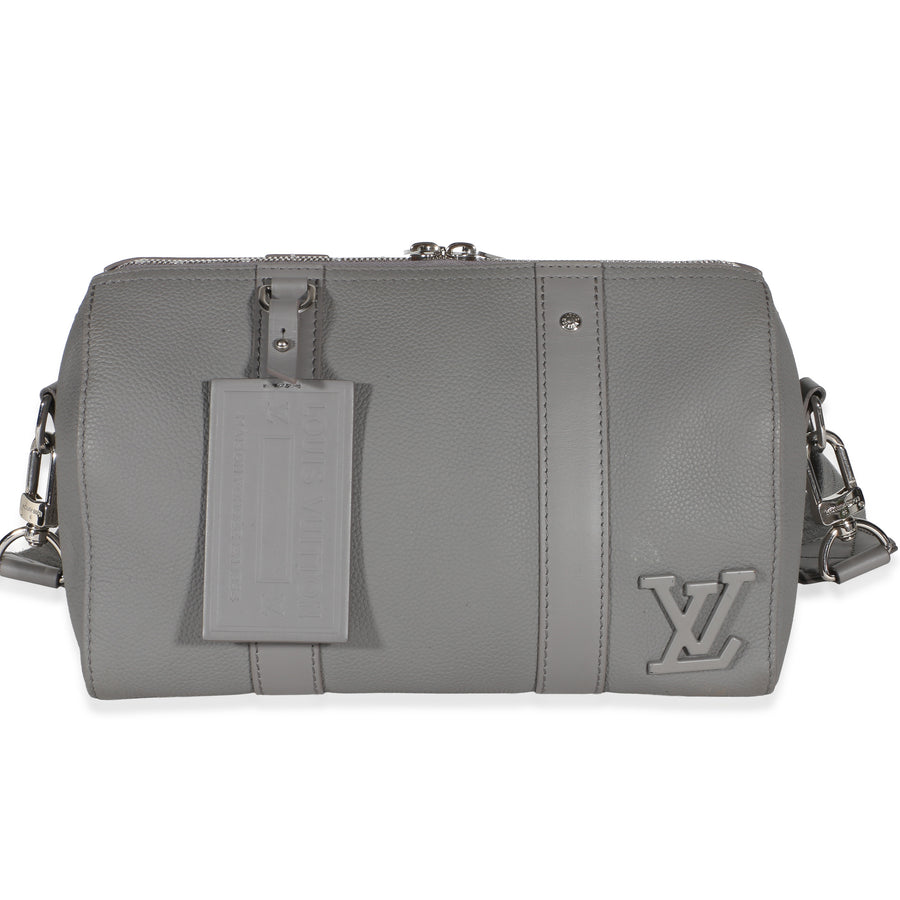 Louis Vuitton Grey Grained Calfskin Aerogram City Keepall Gray Leather Bag
