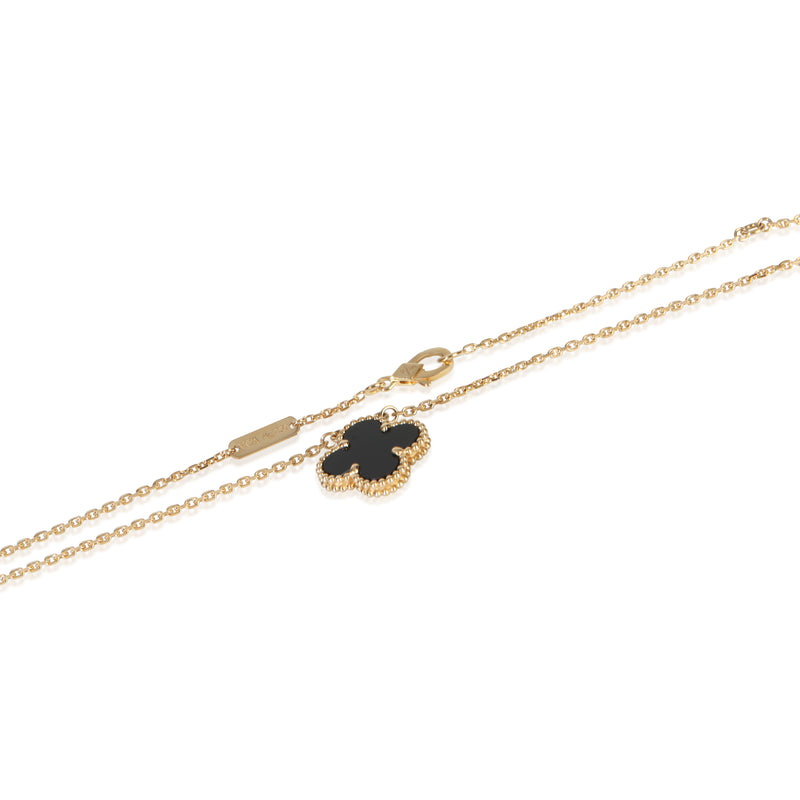 Van Cleef & Arpels Yellow Gold Onyx Vintage Alhambra Pendant 18k