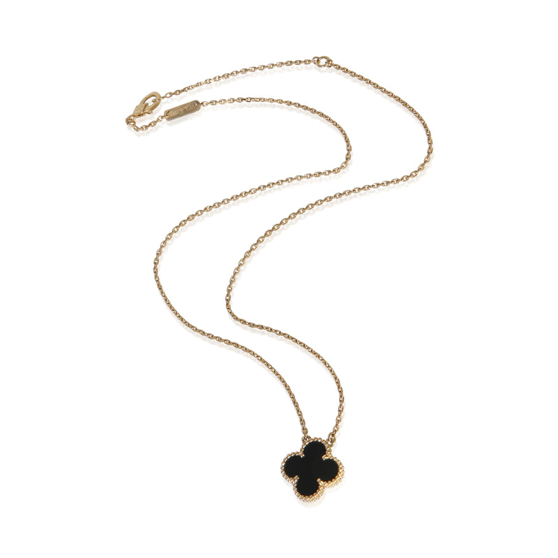 Van Cleef & Arpels Yellow Gold Onyx Vintage Alhambra Pendant 18k
