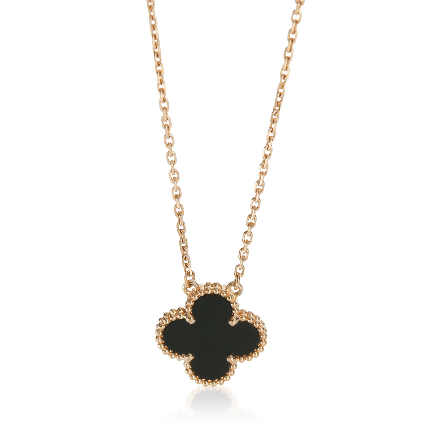 Van Cleef & Arpels Yellow Gold Onyx Vintage Alhambra Pendant 18k