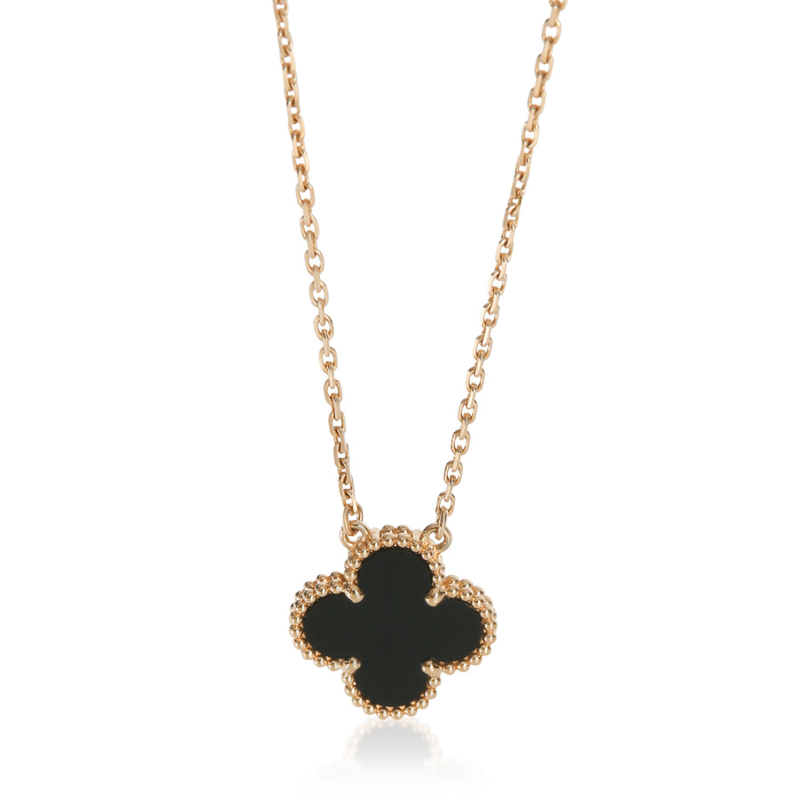 Van Cleef & Arpels Yellow Gold Onyx Vintage Alhambra Pendant 18k