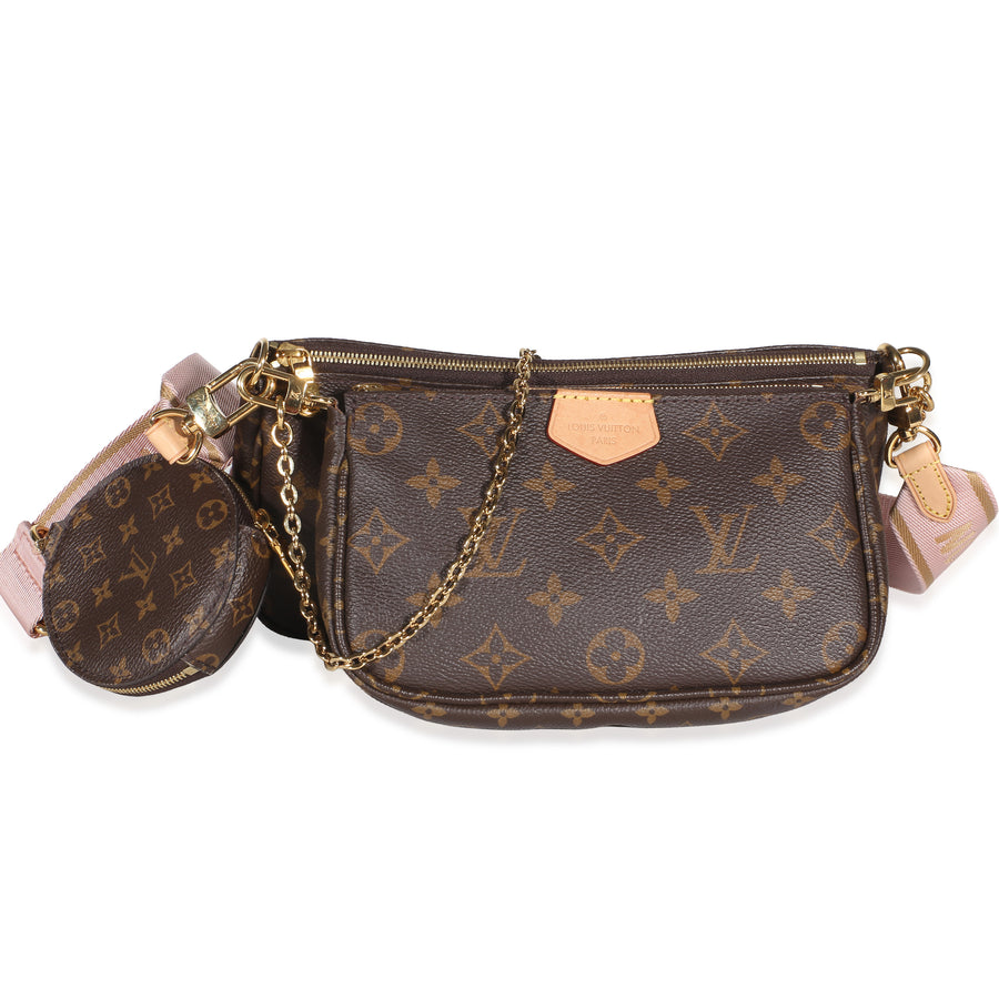 Louis Vuitton Rose Clair Monogram Canvas Multi Pochette Brown Bag
