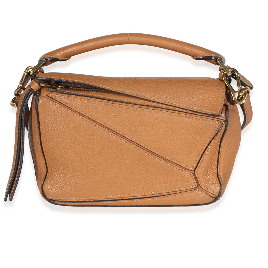 Loewe Tan Grained Calfskin Mini Puzzle Bag Brown Leather