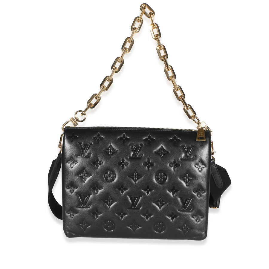 Louis Vuitton Black Monogram Embossed Lambskin Coussin Pm Leather Bag