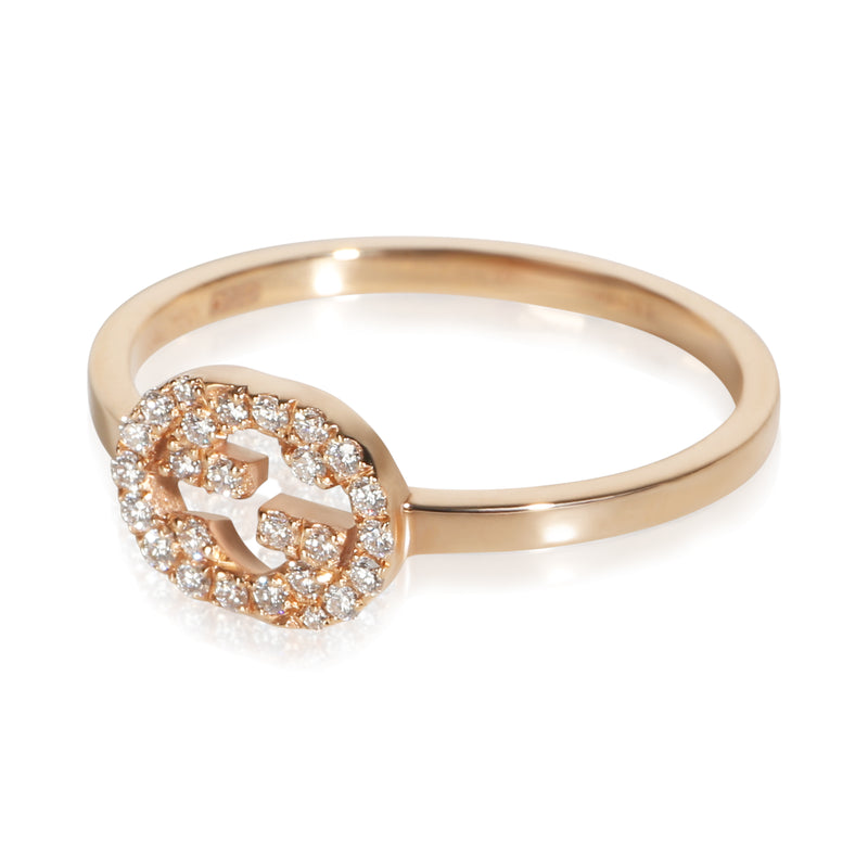 Gucci Rose Gold Diamond Interlocking G Ring 18k