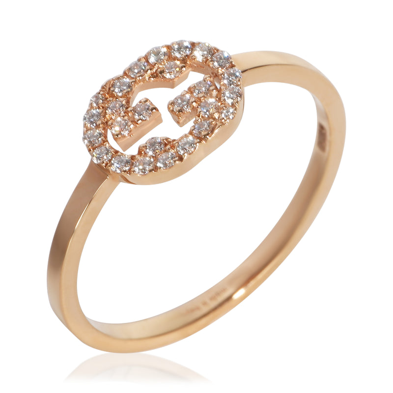 Gucci Rose Gold Diamond Interlocking G Ring 18k