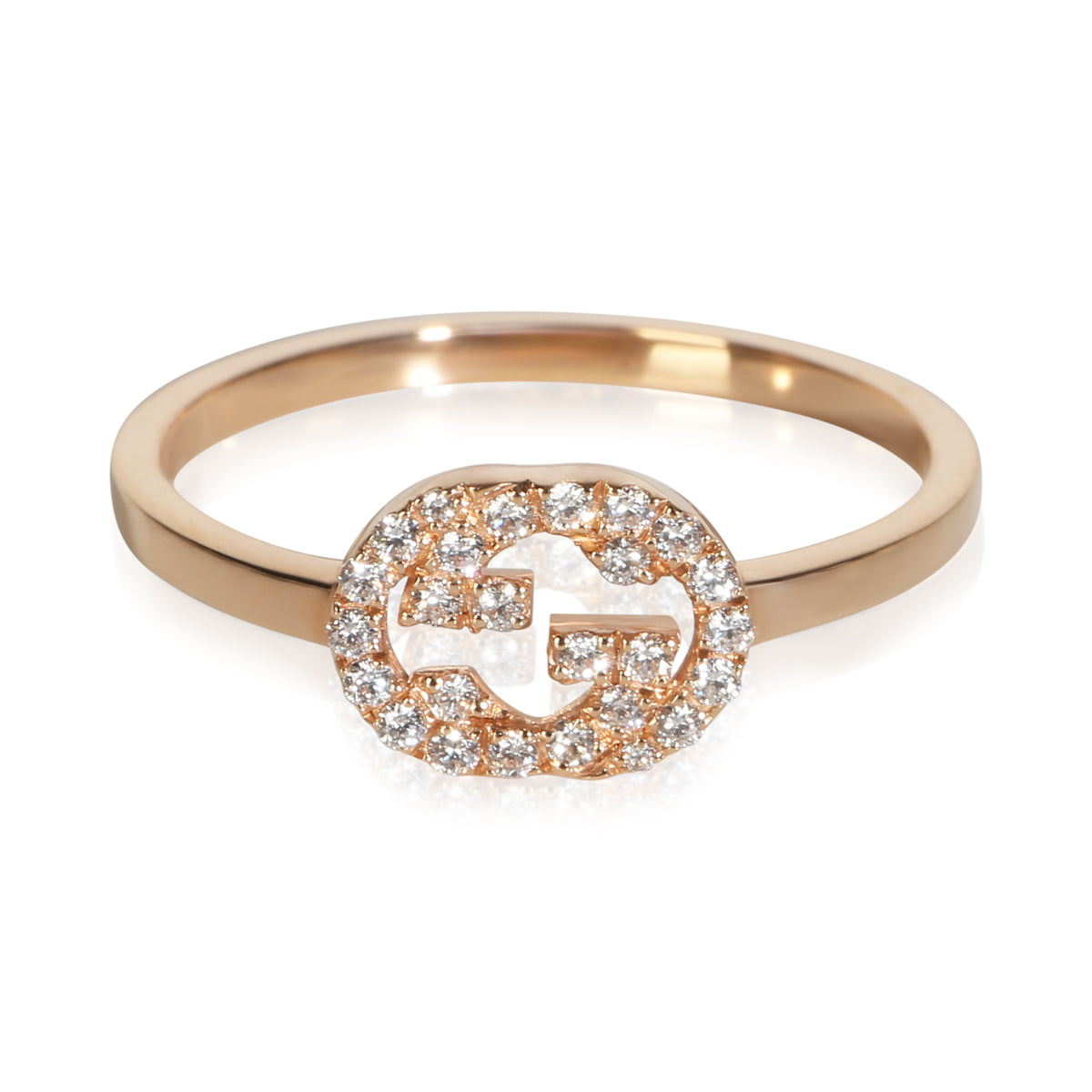 Gucci Rose Gold Diamond Interlocking G Ring 18k