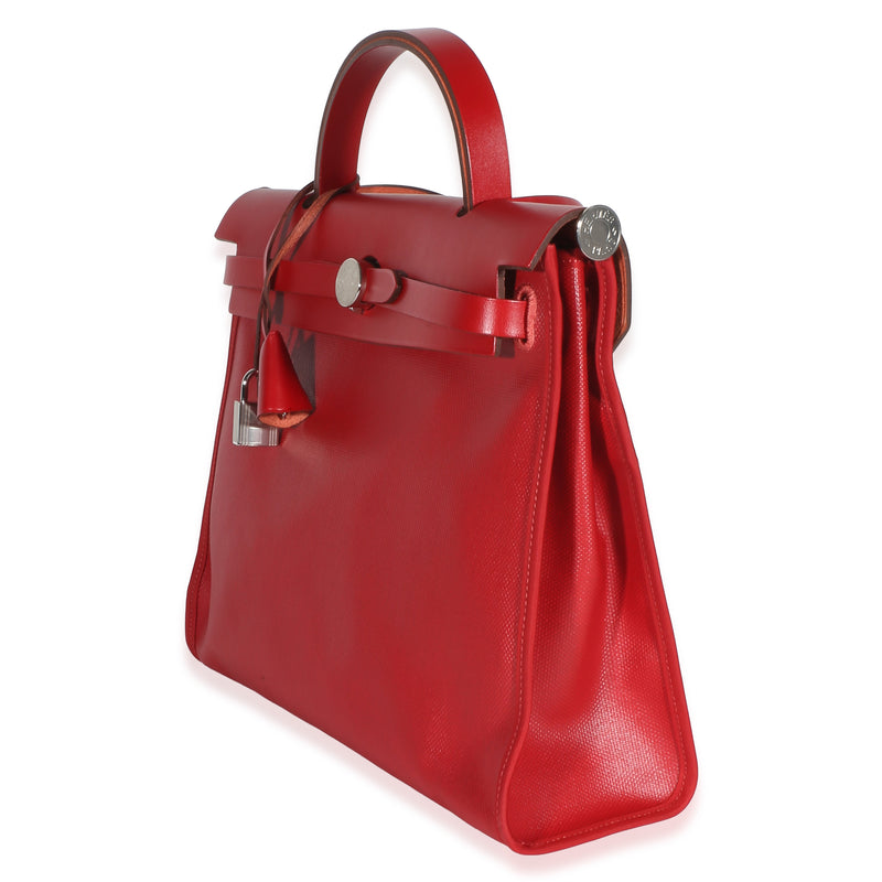 Hermès Rouge Piment Vache Hunter Berline Canvas Toile Herbag Zip 31 Red Bag