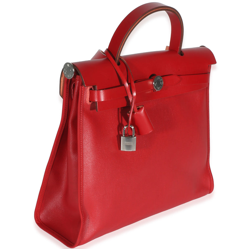 Hermès Rouge Piment Vache Hunter Berline Canvas Toile Herbag Zip 31 Red Bag