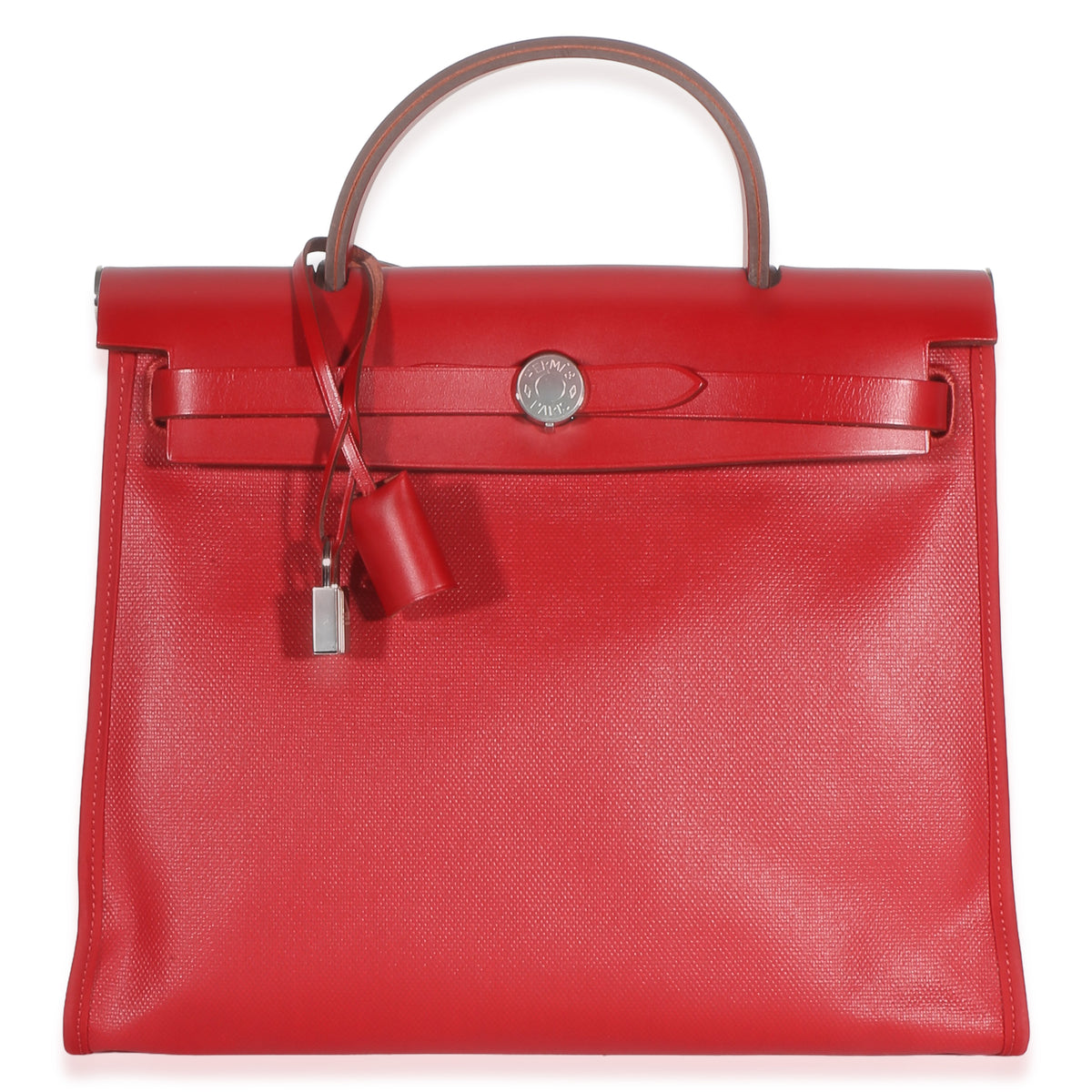 Hermès Rouge Piment Vache Hunter Berline Canvas Toile Herbag Zip 31 Red Bag