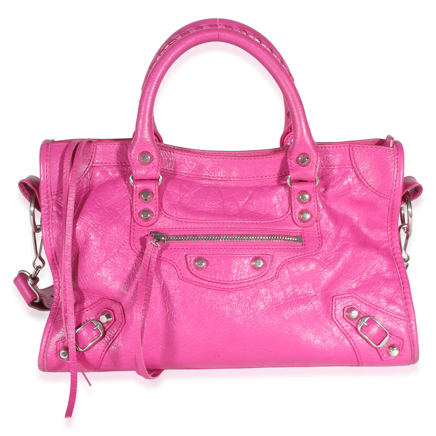 Balenciaga Rose Magenta Agneau Classic Hardware Small Le City Bag Pink Leather