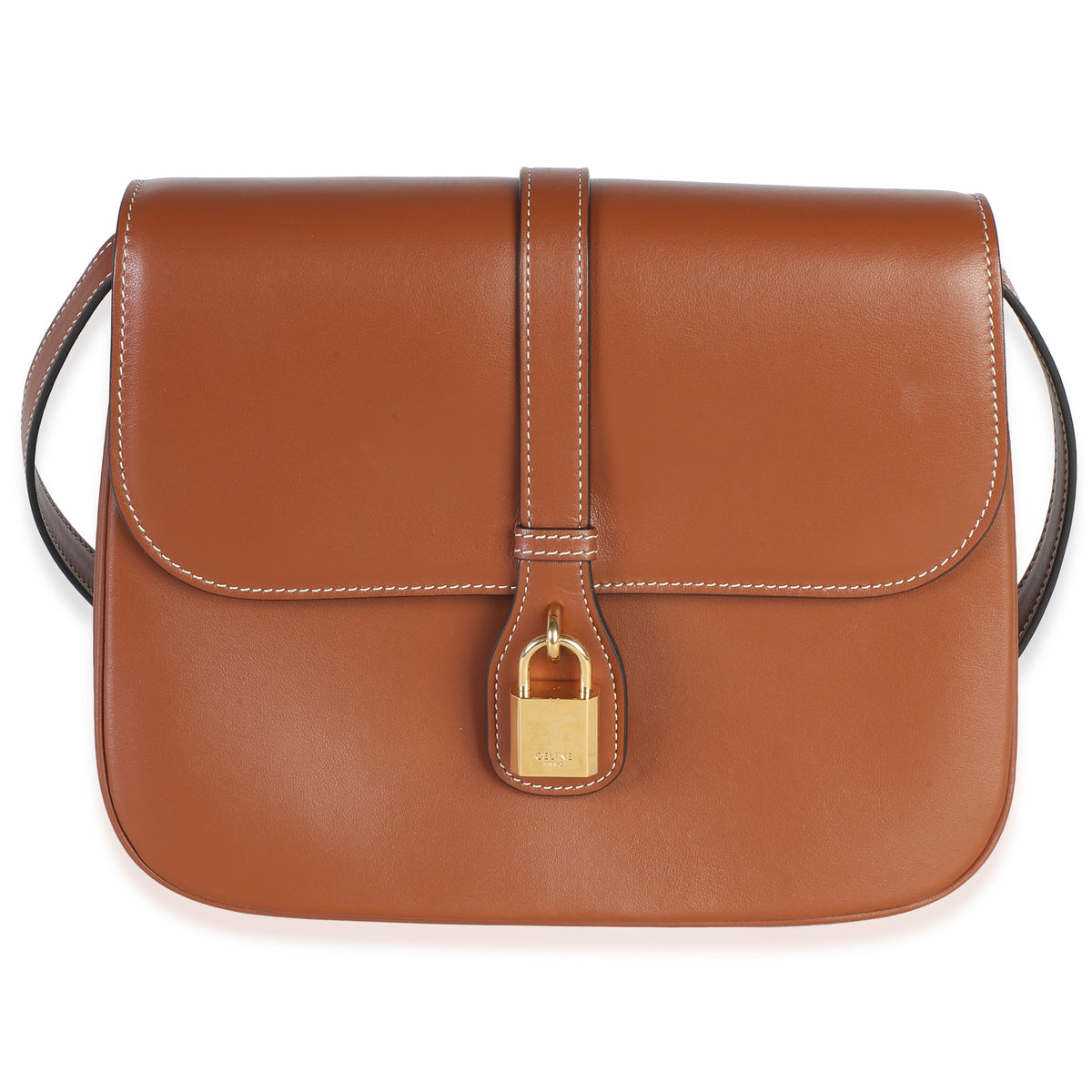 Celine Tan Smooth Calfskin Medium Tabou Flap Bag Brown Leather