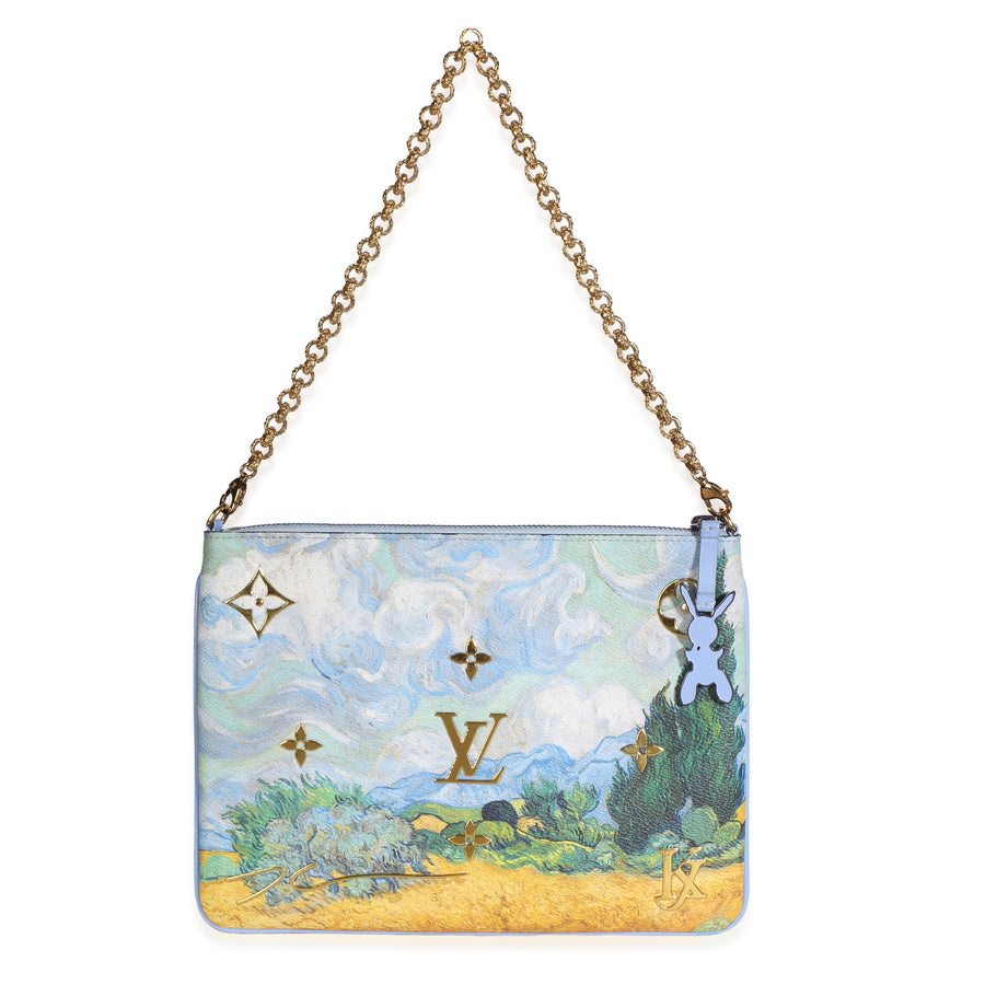 Louis Vuitton X Jeff Koons Masters Van Gogh Canvas Pochette Clutch Blue; Multicolor Coated