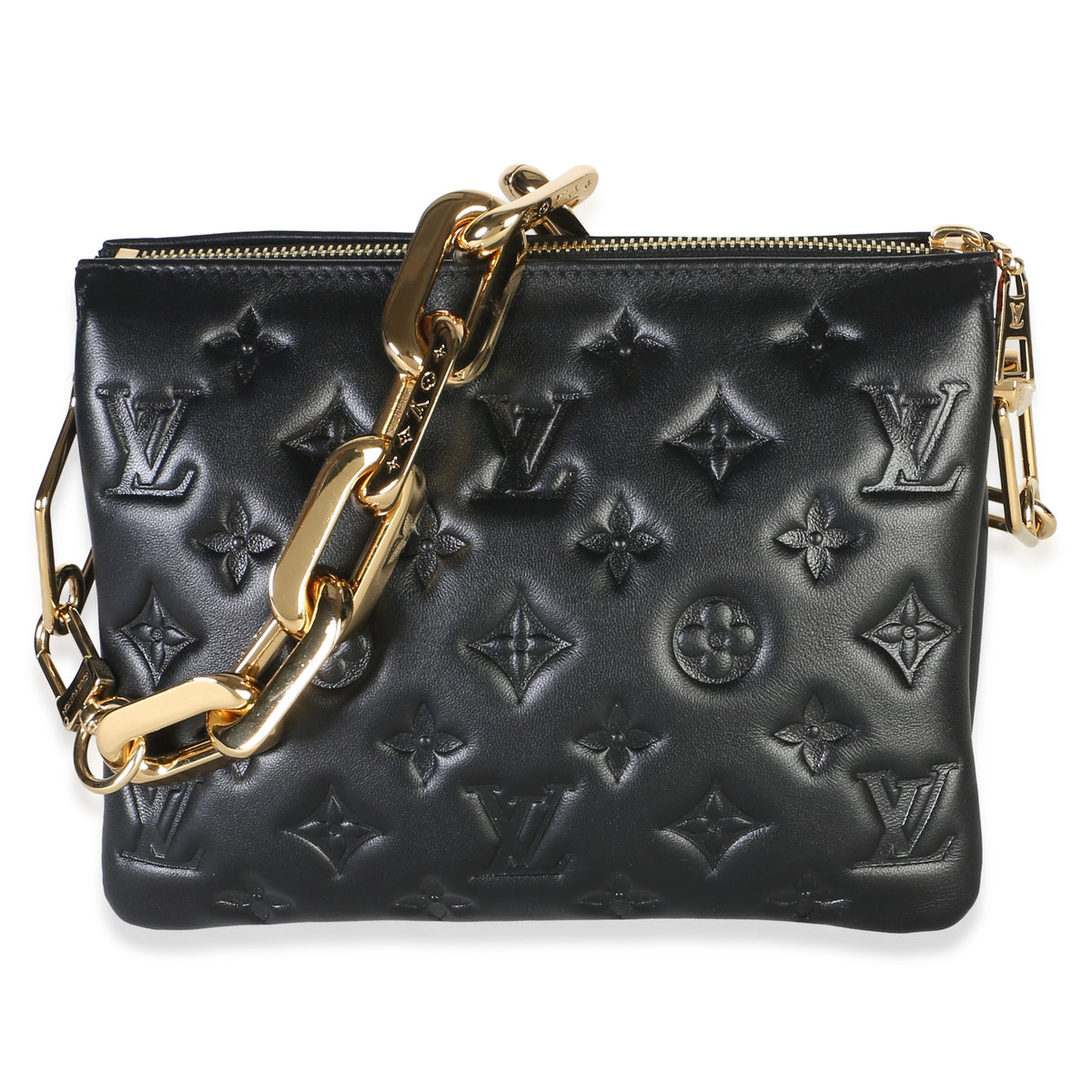 Louis Vuitton Black Monogram Embossed Lambskin Coussin Bb Leather Bag