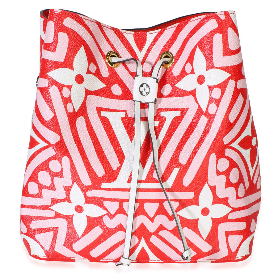 Louis Vuitton Rouge Rose Multicolor Giant Monogram Crafty Neonoe Mm Pink; Red Canvas Bag