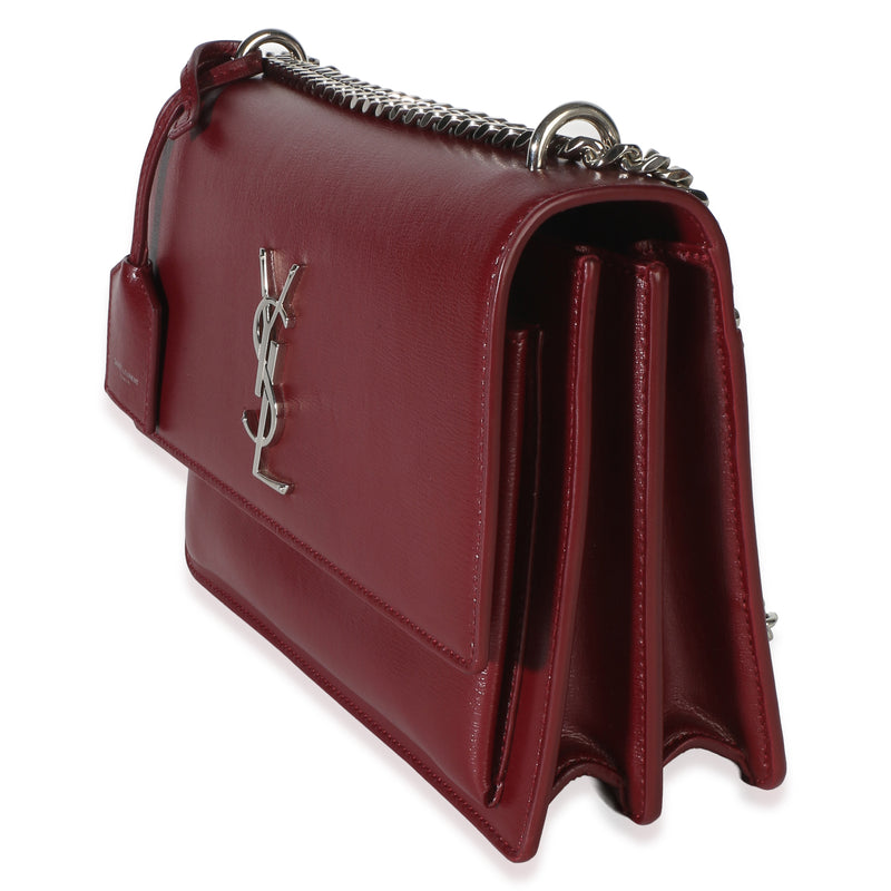 Saint Laurent Red Smooth Calfskin Medium Sunset Chain Bag Leather