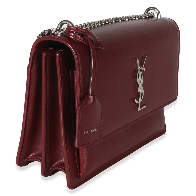 Saint Laurent Red Smooth Calfskin Medium Sunset Chain Bag Leather