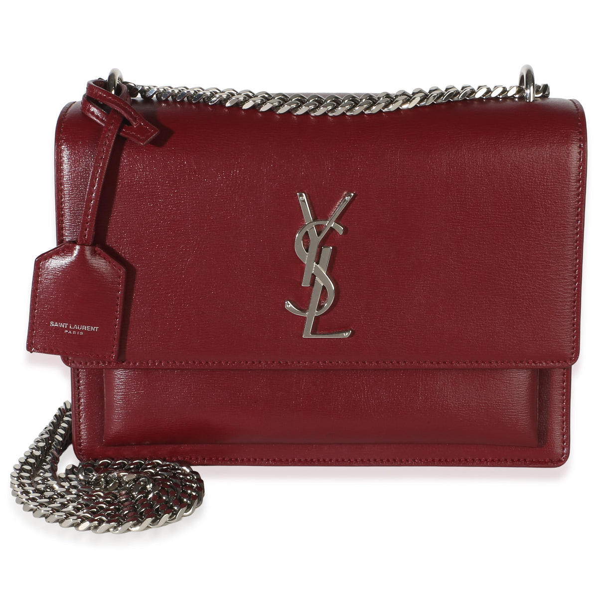 Saint Laurent Red Smooth Calfskin Medium Sunset Chain Bag Leather