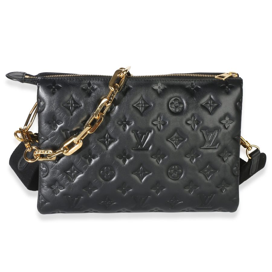 Louis Vuitton Black Monogram Embossed Lambskin Coussin Pm Leather Bag