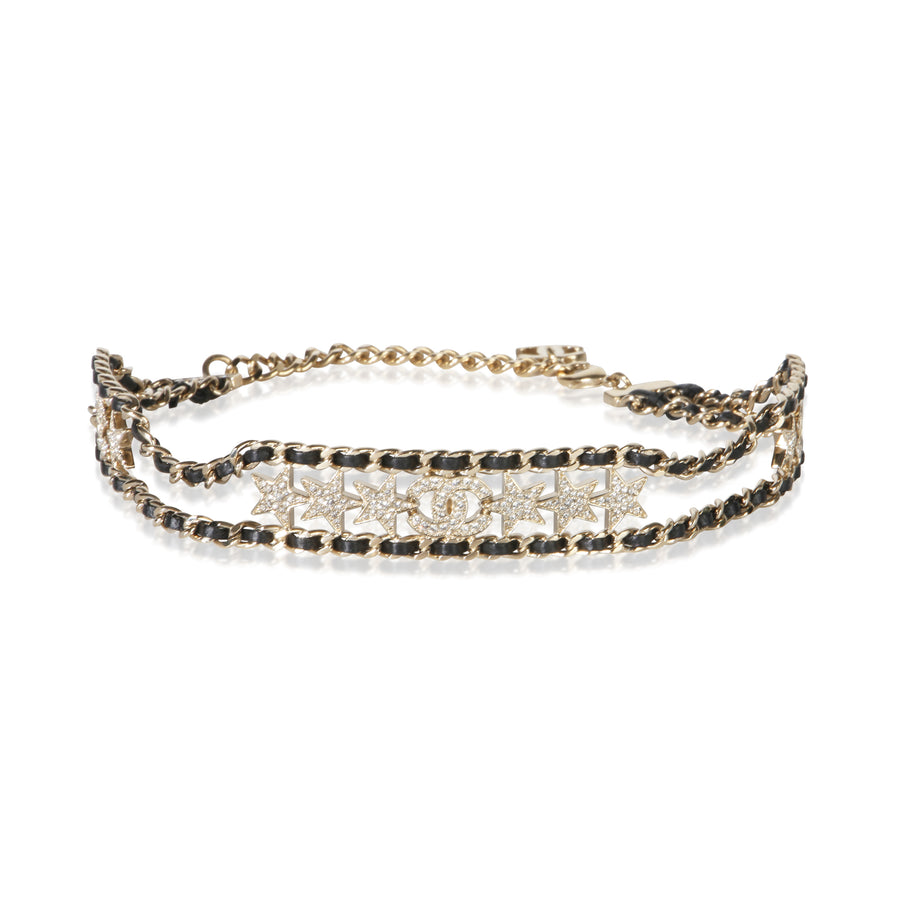 Chanel Gold-Plated 2023 Leather & Strass Choker Necklace