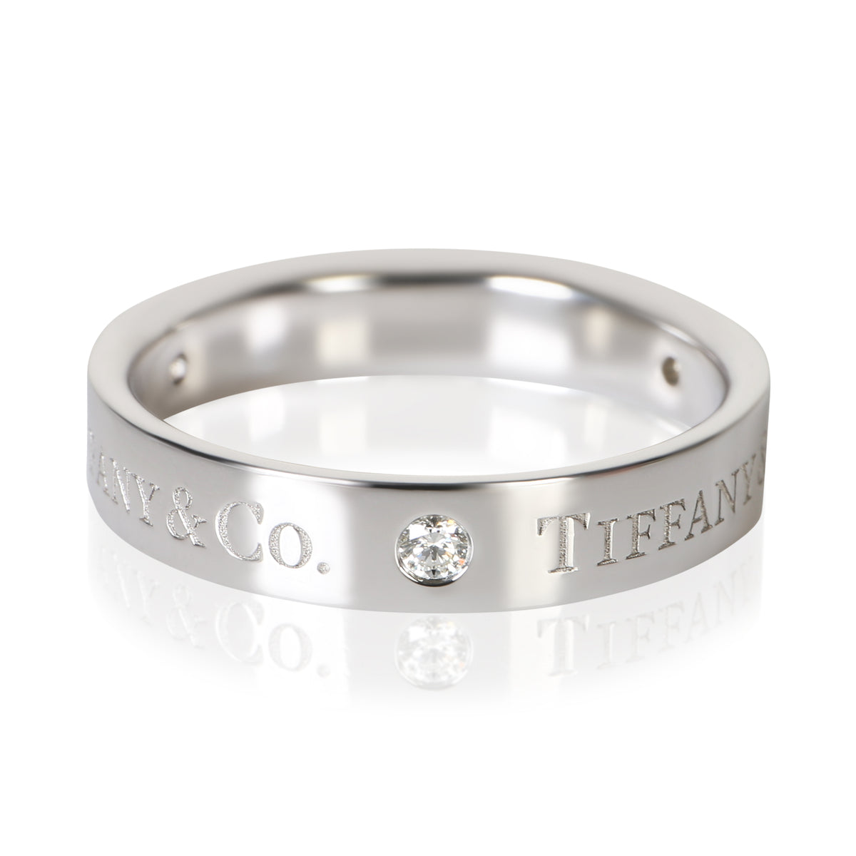 Tiffany & Co. Platinum Diamond 4mm T&co. Band 950