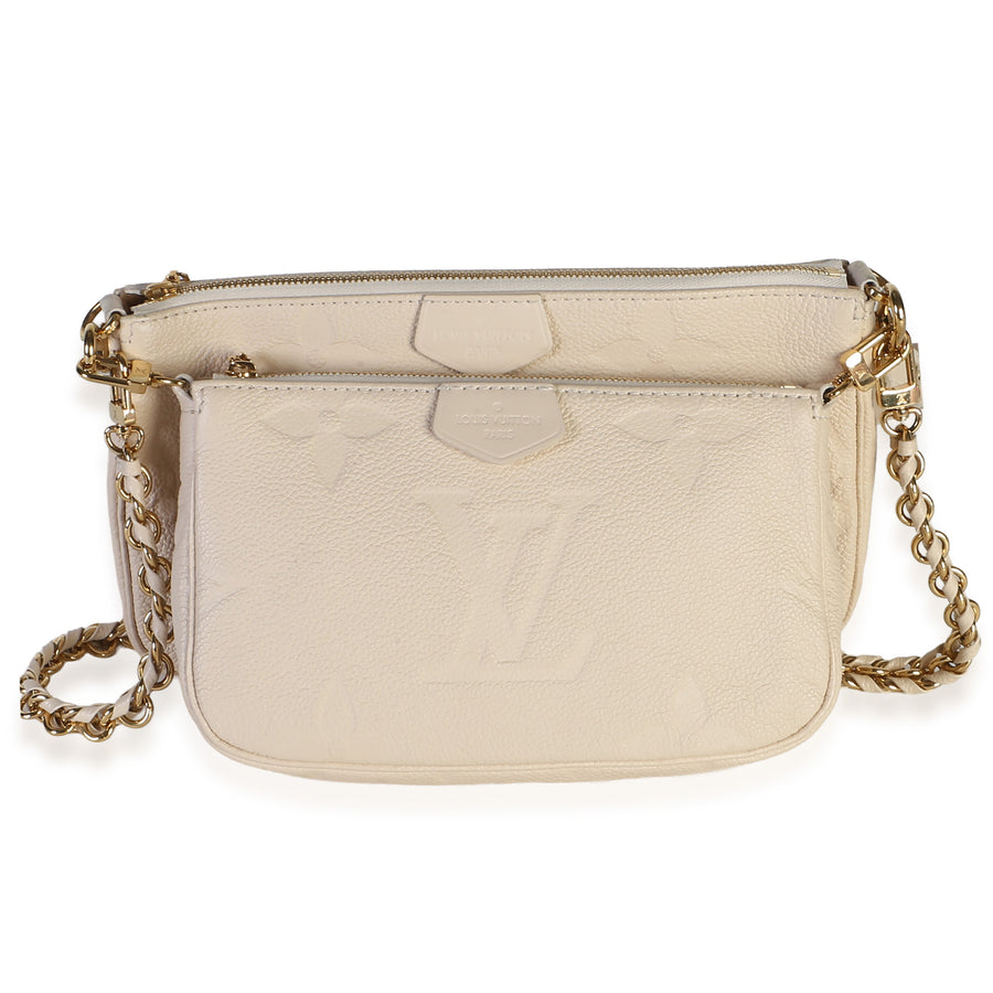 Louis Vuitton Cream Giant Monogram Empreinte Multi Pochette Accessoires Neutral; White Leather Bag
