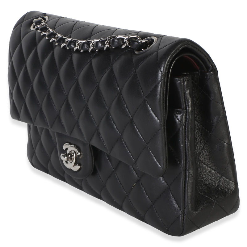 Chanel Black Quilted Lambskin Medium Classic Double Flap Bag Leather