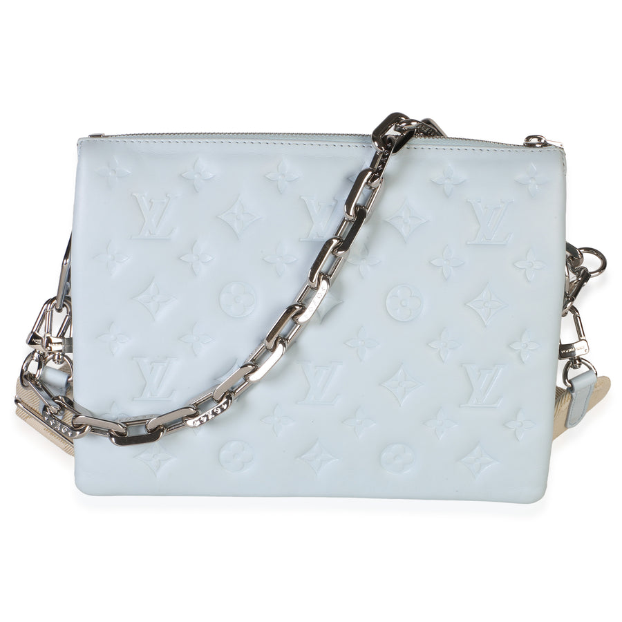 Louis Vuitton Light Blue Monogram Embossed Lambskin Coussin Pm Leather Bag