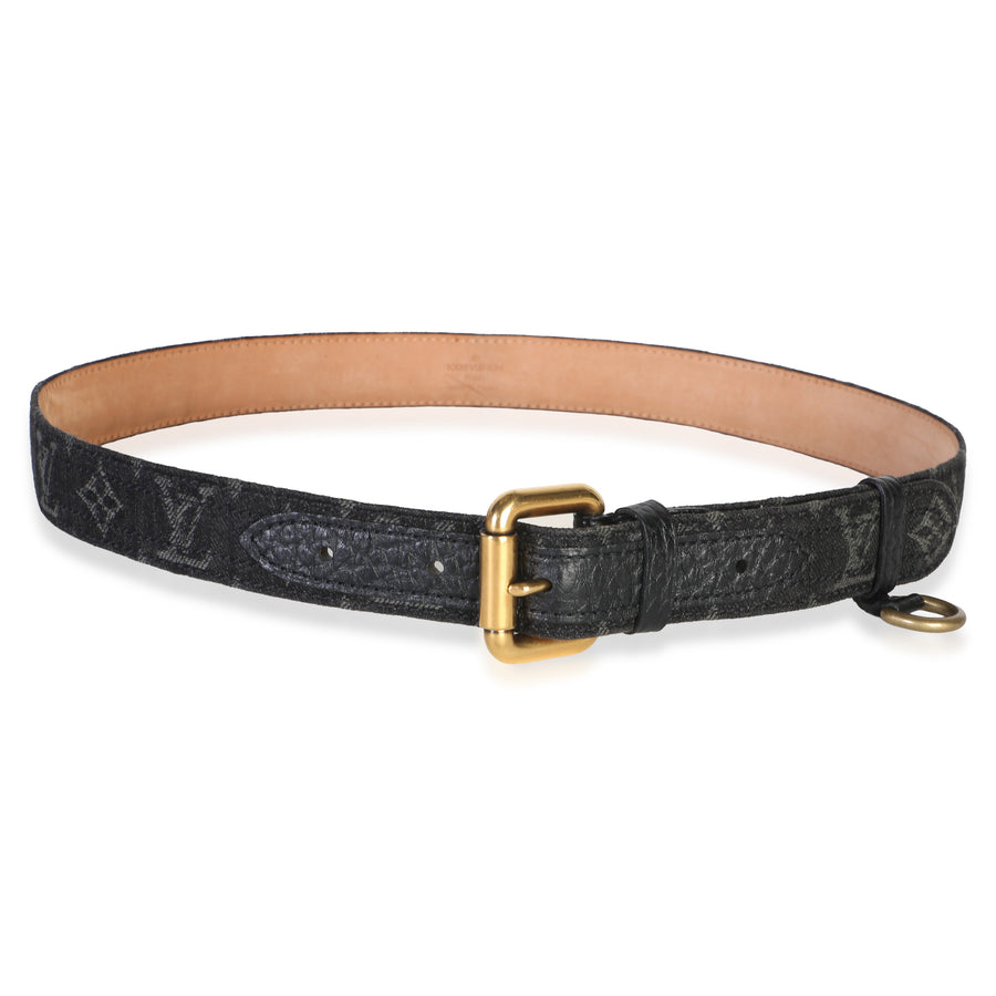 Louis Vuitton Black Monogram Denim Ceinture Belt 90-36 Fabric