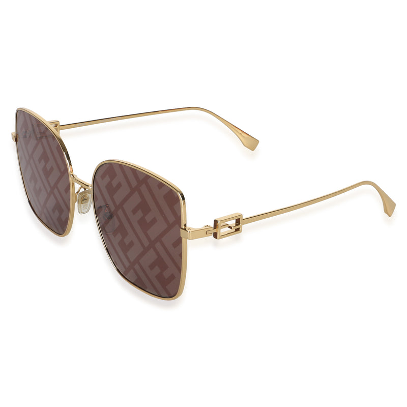 Fendi Gold Ff Square Mirror Lens Baguette Sunglasses