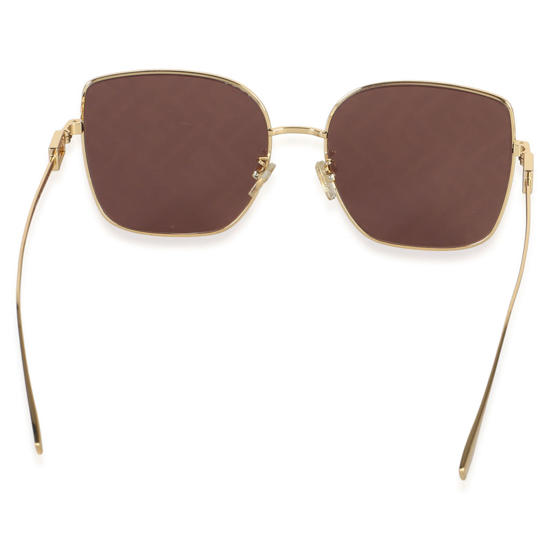 Fendi Gold Ff Square Mirror Lens Baguette Sunglasses