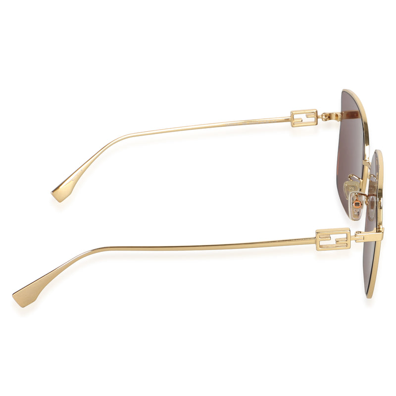 Fendi Gold Ff Square Mirror Lens Baguette Sunglasses