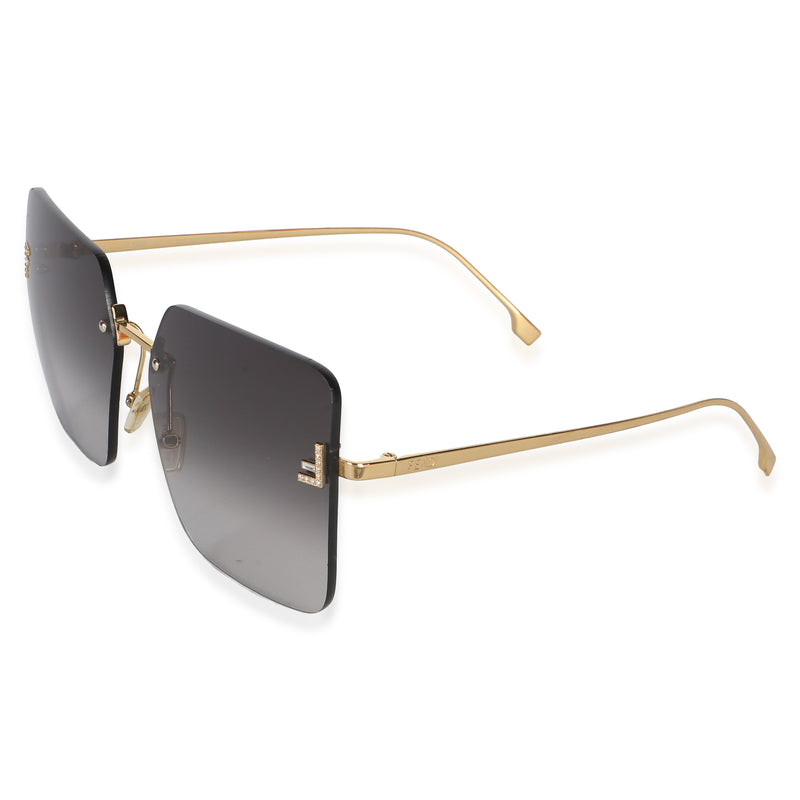 Fendi Grey Gradient Lens First Crystal Square Sunglasses