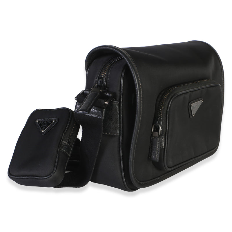 Prada Black Re-Nylon Small Pocket Messenger Bag