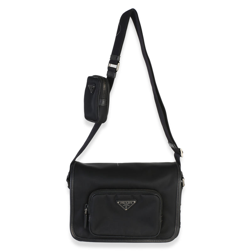 Prada Black Re-Nylon Small Pocket Messenger Bag