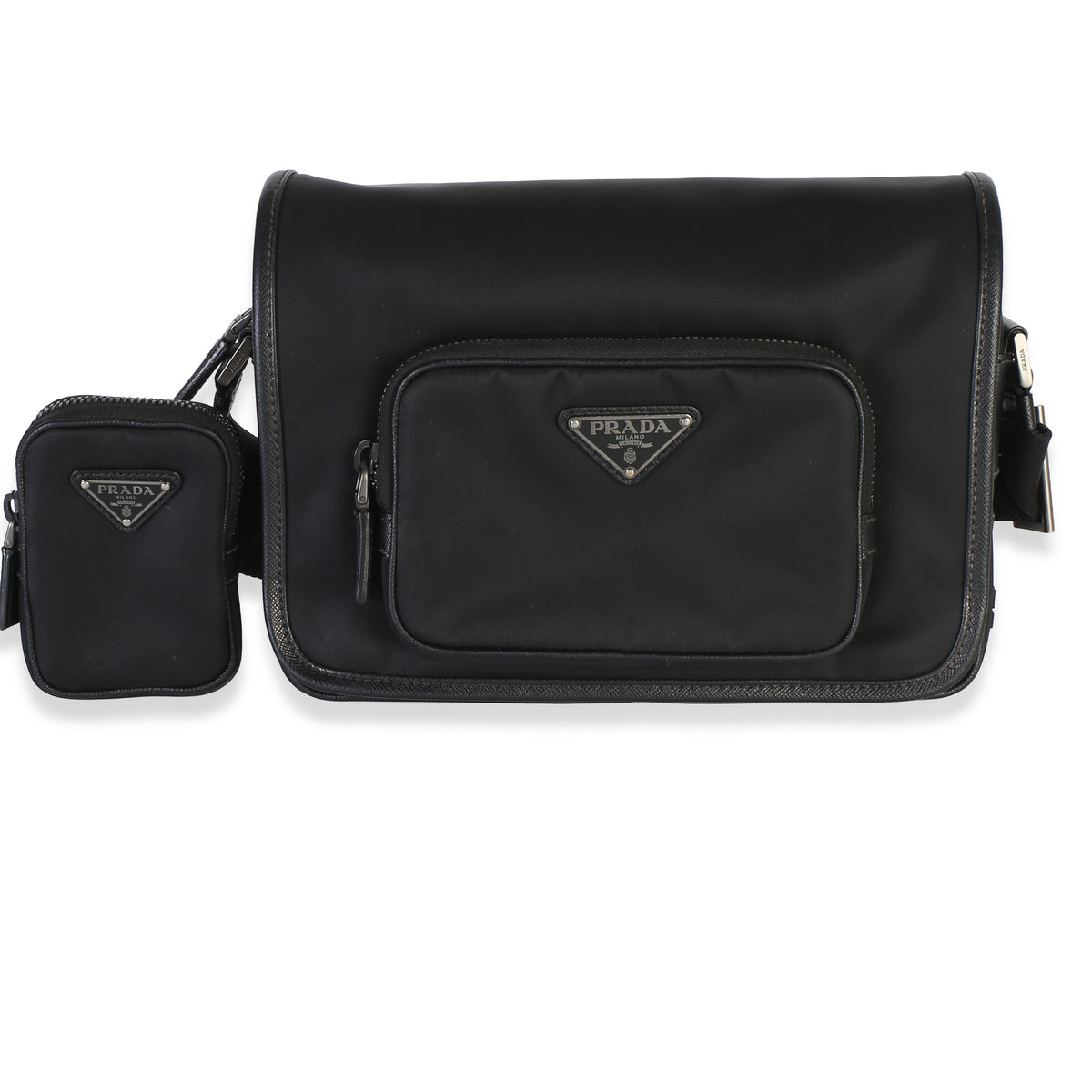 Prada Black Re-Nylon Small Pocket Messenger Bag