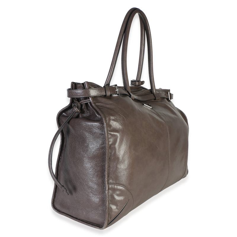 Prada Clay Distressed Calfskin Mens Bonnie Brown Leather Bag