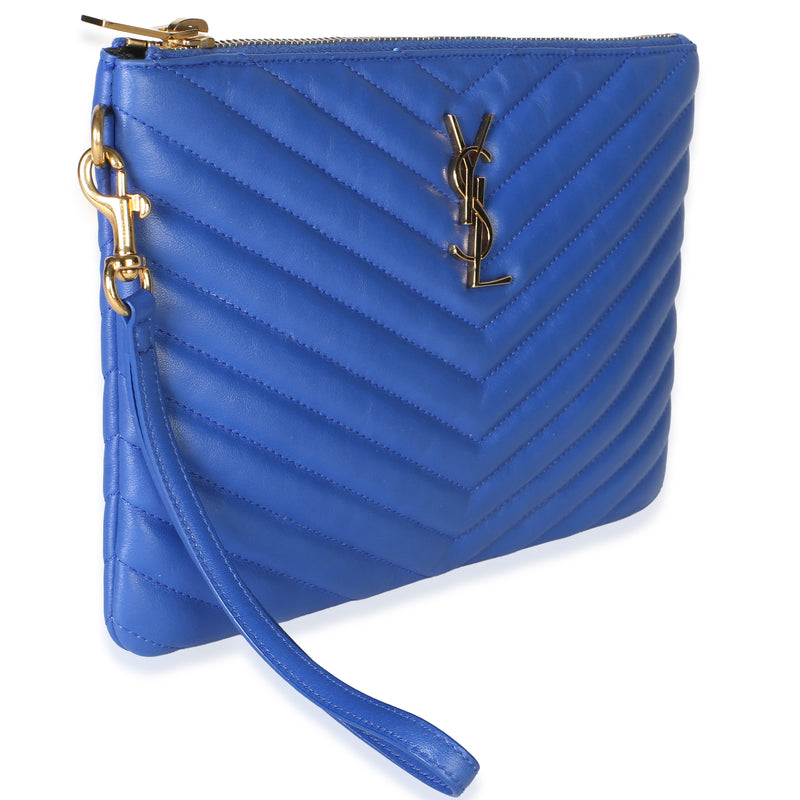 Saint Laurent Bleu Majorelle Matelasse Calfskin Monogram New Jolie Pouch Blue Leather