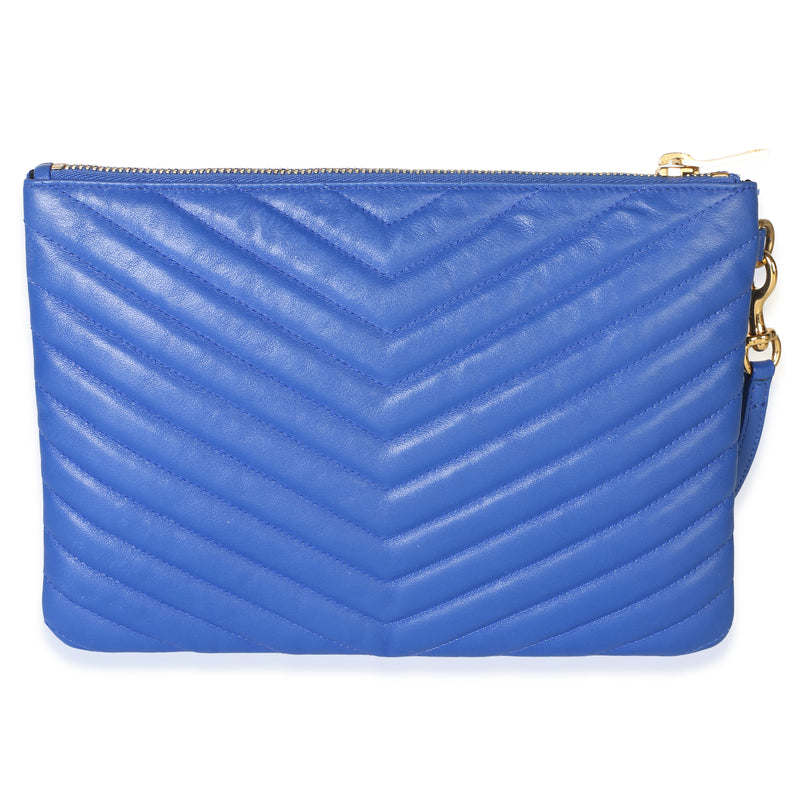 Saint Laurent Bleu Majorelle Matelasse Calfskin Monogram New Jolie Pouch Blue Leather