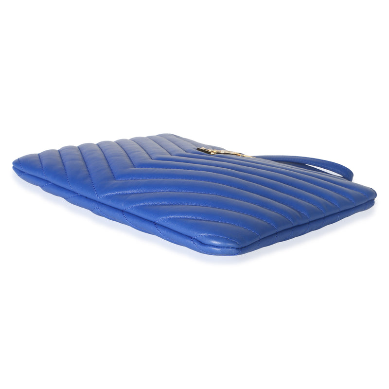 Saint Laurent Bleu Majorelle Matelasse Calfskin Monogram New Jolie Pouch Blue Leather