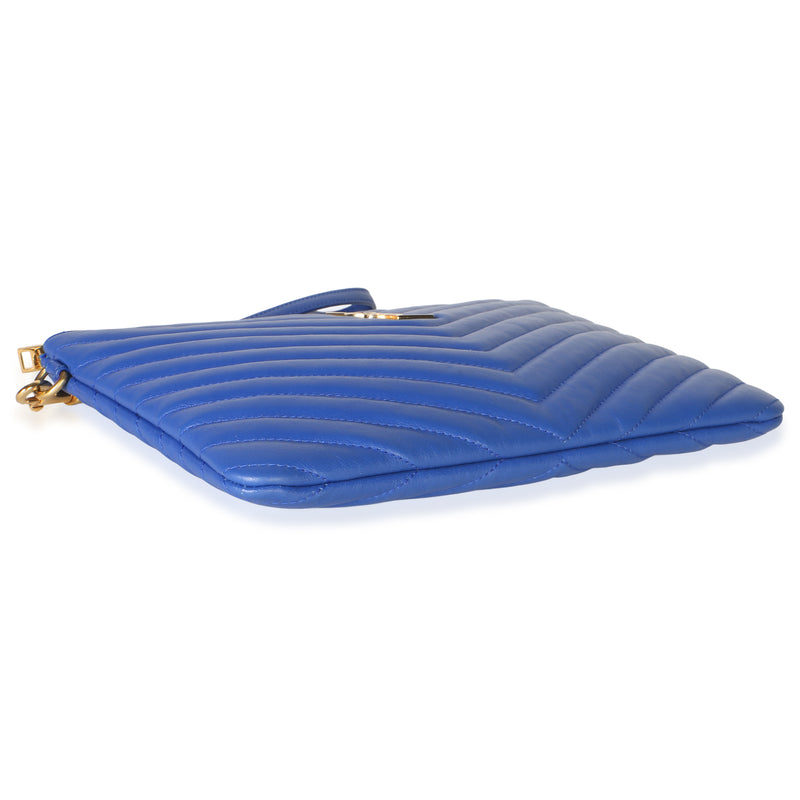 Saint Laurent Bleu Majorelle Matelasse Calfskin Monogram New Jolie Pouch Blue Leather