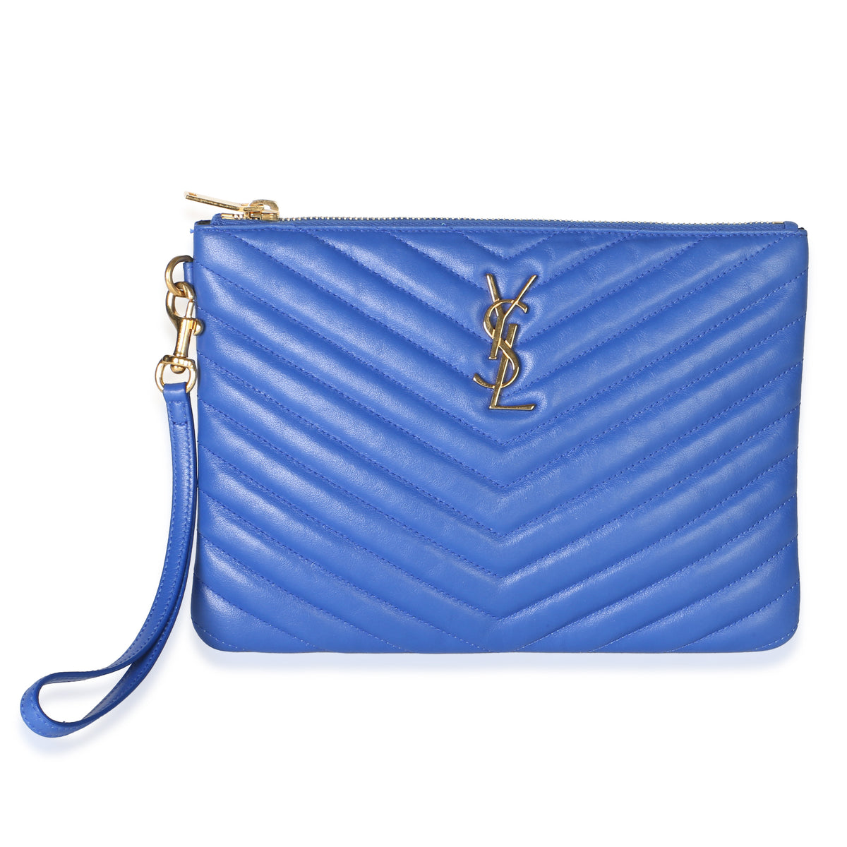 Saint Laurent Bleu Majorelle Matelasse Calfskin Monogram New Jolie Pouch Blue Leather