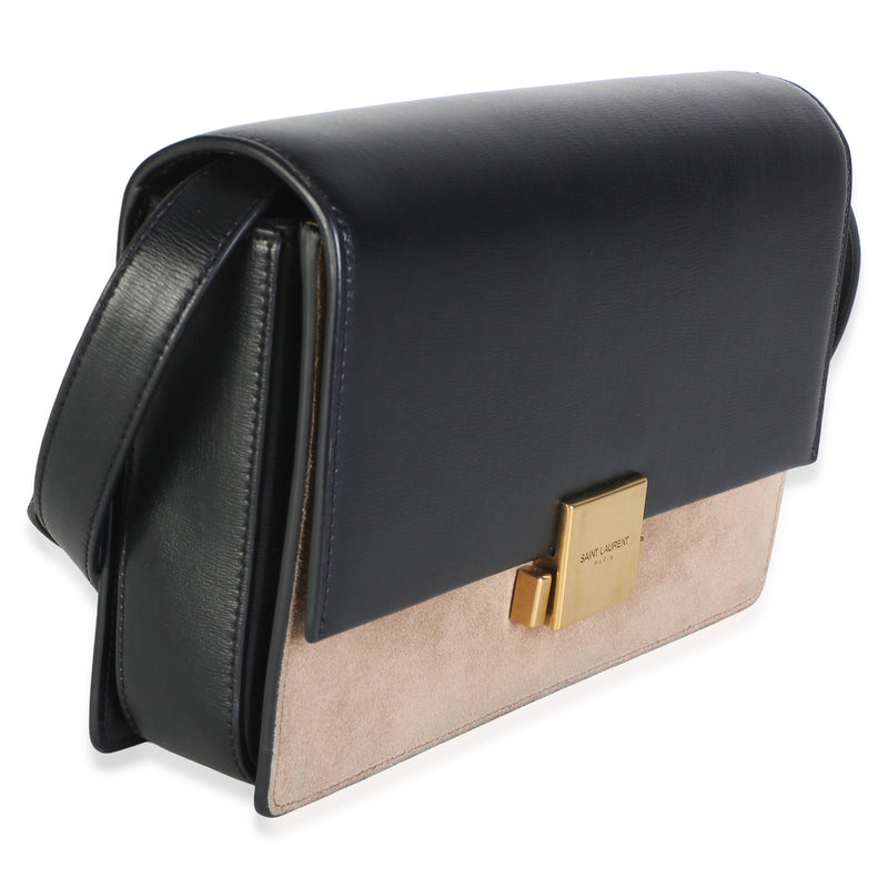 Saint Laurent Black Beige Calfskin Suede Medium Bellechasse Flap Bag Beige; Leather