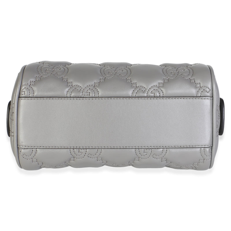 Gucci Dusty Grey Gg Matelasse Calfskin Mini Bowler Bag Gray Leather